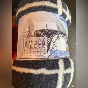 White and Gray Sherpa Fleece Blanket Plush Bedding Throw